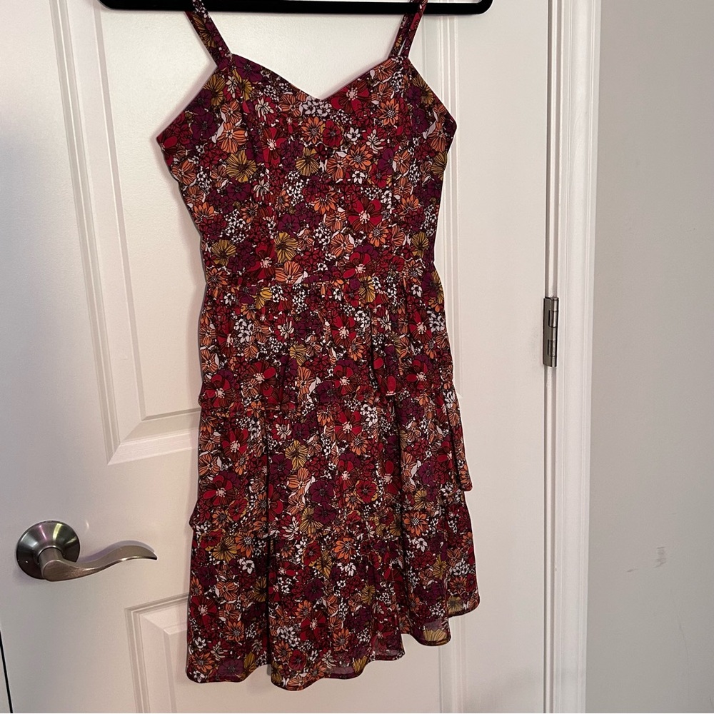 by & by Burgundy Floral Mini Dress